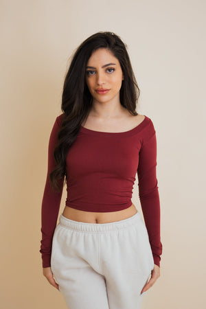 Fitted Crop Top with Long Sleeves