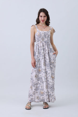 Women’s Floral Print Jumpsuit – Elasticized Bust & Dreamy Wide-Leg Cut