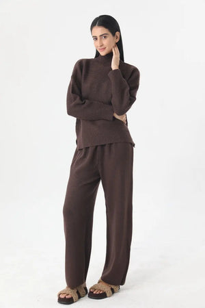 Women Turtleneck Knit Loungewear Set Sweater Wide Leg Pants 🧶☁️ Leto Collection