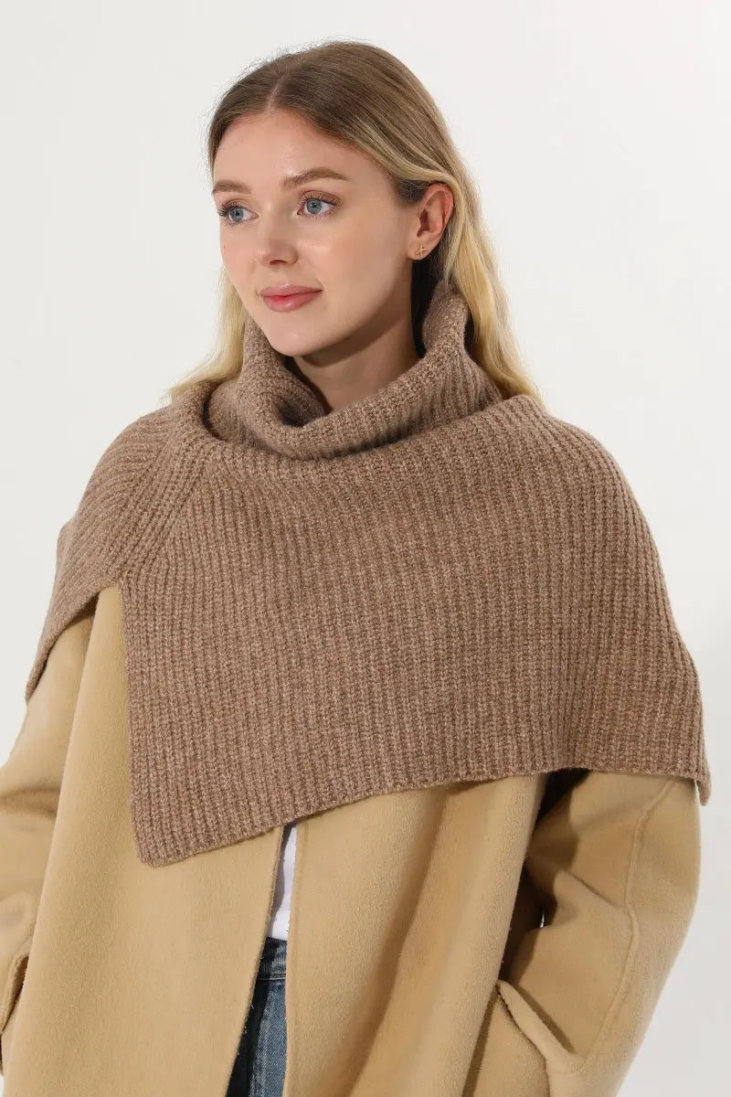 Ribbed Knit Multi‑Use Turtleneck Neck Warmer Shoulder Wrap