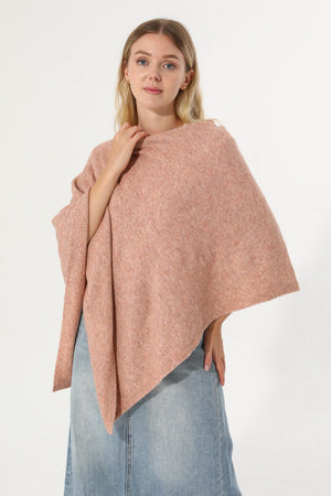 Women Cowl Neck Asymmetrical Knit Poncho Wrap Shawl Cape Leto Collection