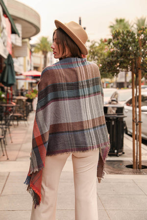 Multicolor Plaid Pocket Ruana Leto Collection