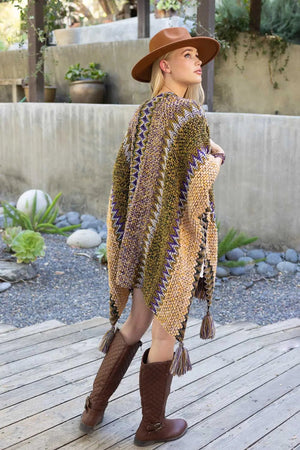 Cuddle Season Crochet Patterned Ruana Leto Collection
