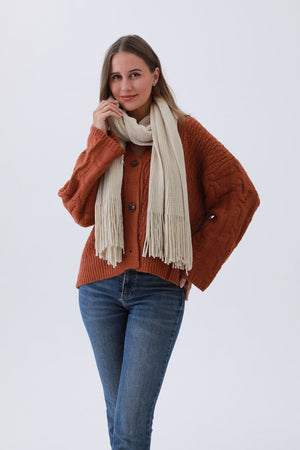 Luxe Chenille Knit Scarf – Plush Tassel Elegance☁️✨