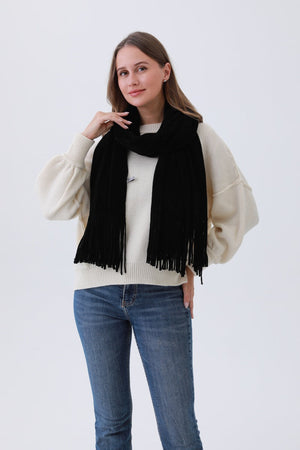 Luxe Chenille Knit Scarf – Plush Tassel Elegance☁️✨