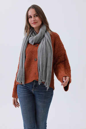 Luxe Chenille Knit Scarf – Plush Tassel Elegance☁️✨