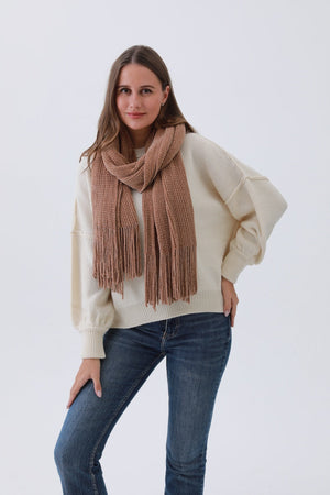 Luxe Chenille Knit Scarf – Plush Tassel Elegance☁️✨