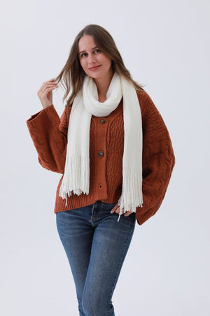 Luxe Chenille Knit Scarf – Plush Tassel Elegance☁️✨