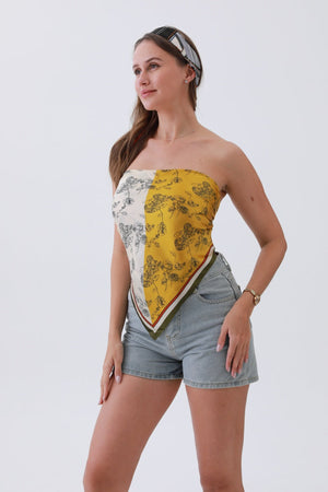 Gilded Ivy Bandana – Oversized Silk & Botanical Glam🌿✨