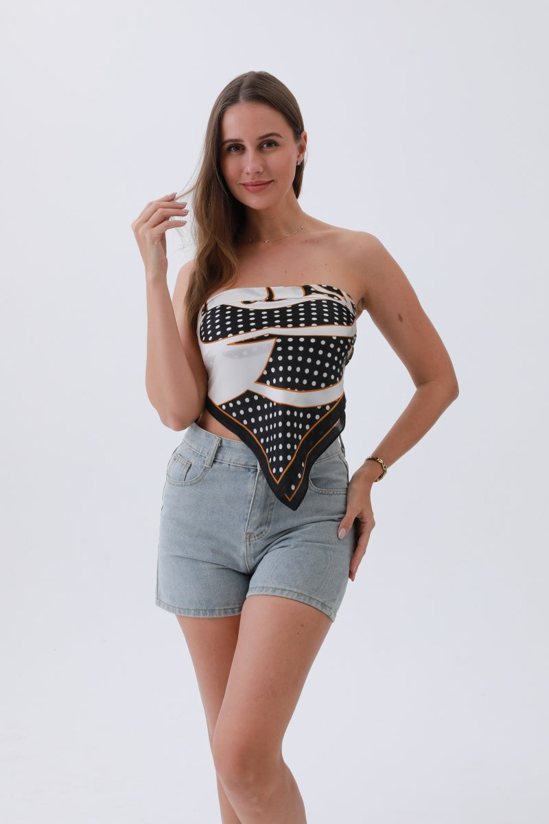 Polka Petal Bandana – Whimsical Silky Luxury🌸⚪