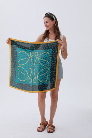 Turquoise Feather Bandana – Bohemian Silky Elegance🌿✨
