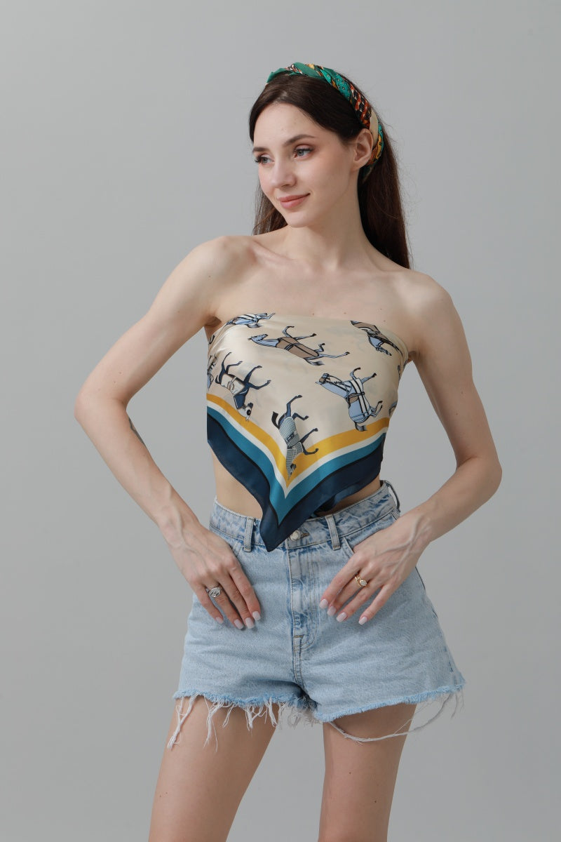 Equestrian Print Bandana – Luxe Silk-Style Horse Scarf 🐎🧣