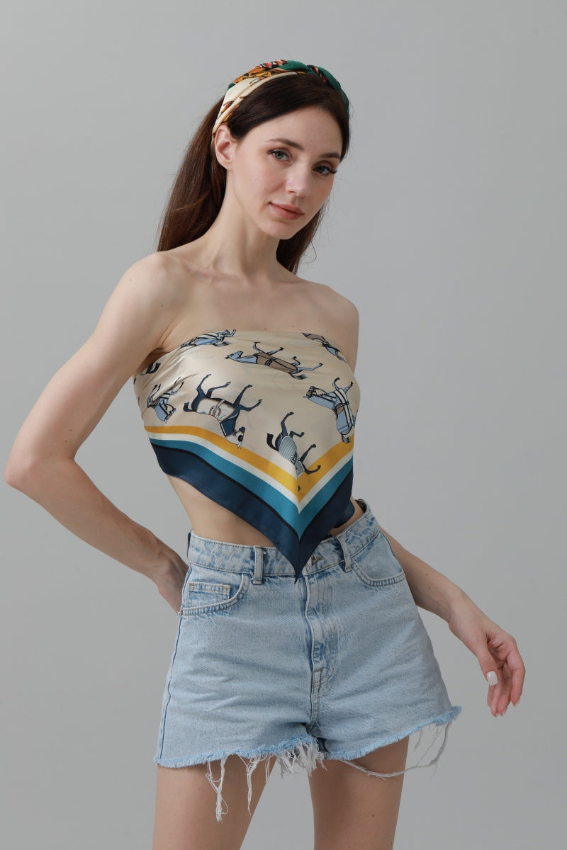 Equestrian Print Bandana – Luxe Silk-Style Horse Scarf 🐎🧣