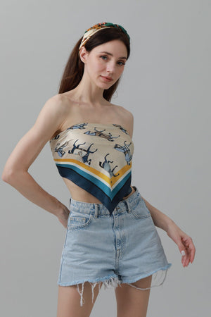 Equestrian Print Bandana – Luxe Silk-Style Horse Scarf 🐎🧣