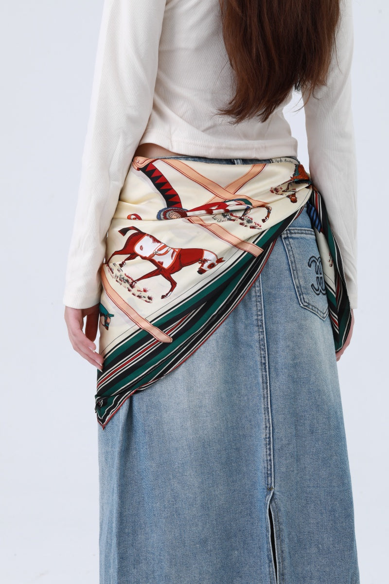 Galloping Horses Bandana - Equestrian Print Scarf 🐎🧣 Leto Collection