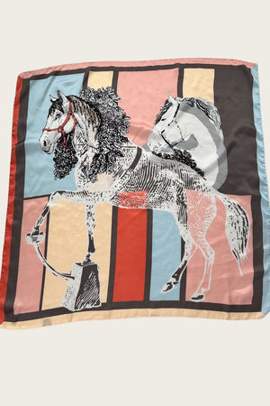 Equestrian Print Silk Scarf – Classic Horse Design 🐎🧣