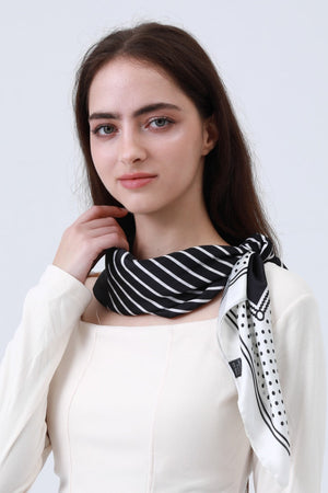 Striped Dot Silky Bandana – Multi-Way Style Scarf 🌞🧣 Leto Collection