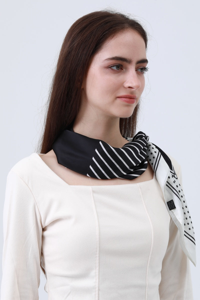 Striped Dot Silky Bandana – Multi-Way Style Scarf 🌞🧣 Leto Collection