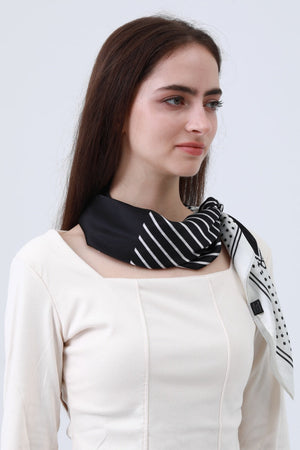 Striped Dot Silky Bandana – Multi-Way Style Scarf 🌞🧣 Leto Collection