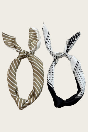 Striped Dot Silky Bandana – Multi-Way Style Scarf 🌞🧣 Leto Collection