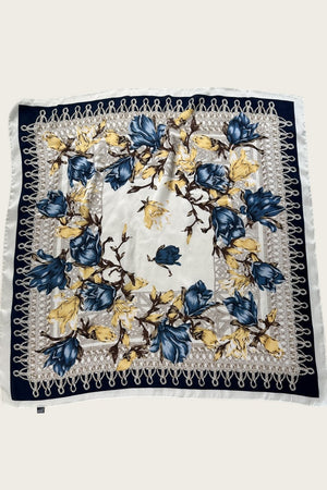 Magnolia Bloom Bandana - Floral Silk Scarf 🌸🧣