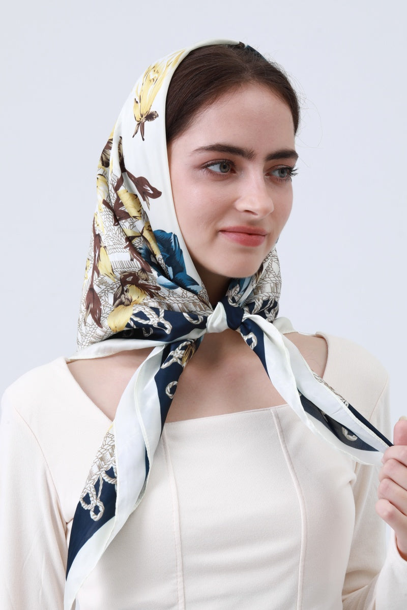 Magnolia Bloom Bandana - Floral Silk Scarf 🌸🧣 Leto Collection