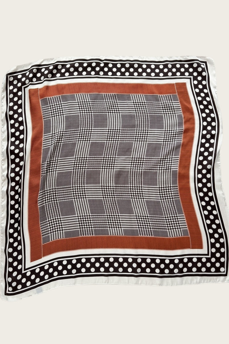 Polka Dot & Houndstooth Silky Scarf - Classic Pattern Fusion 🔴⚫