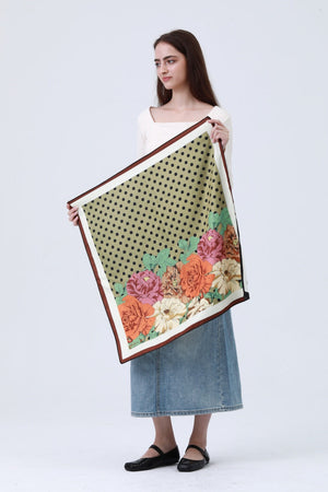 Polka Dot & Floral Reversible Bandana - Two-Way Silky Scarf 🌸🧣 Leto Collection