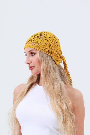 Crochet Embroidered Bandana Shawl – Soft Cotton Summer Wrap 🌼