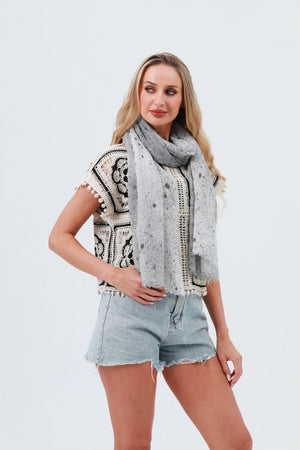 Tie-Dye Ribbed Oblong Scarf – Fringed & Artistic Wrap 🎨🧣