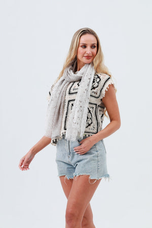 Tie-Dye Ribbed Oblong Scarf – Fringed & Artistic Wrap 🎨🧣