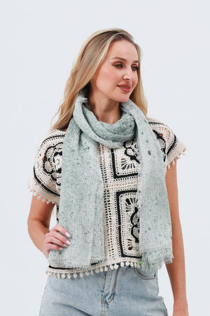 Tie-Dye Ribbed Oblong Scarf – Fringed & Artistic Wrap 🎨🧣