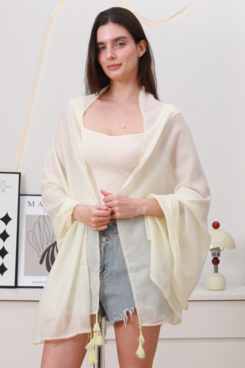 Effortless Flow: Solid Color Long Fringe Scarf