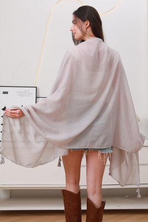 Effortless Flow: Solid Color Long Fringe Scarf