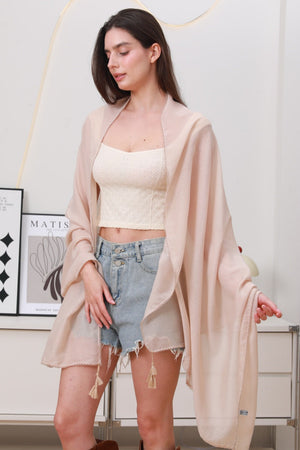 Effortless Flow: Solid Color Long Fringe Scarf