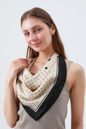Vintage Polka Dot Scarf – Black Edged Summer Square Leto Collection