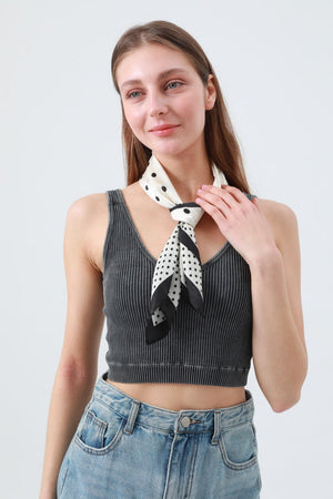 Polka Dot Scarf with Contrast Border - Summer Staple Accessory ⚫⚪ Leto Collection
