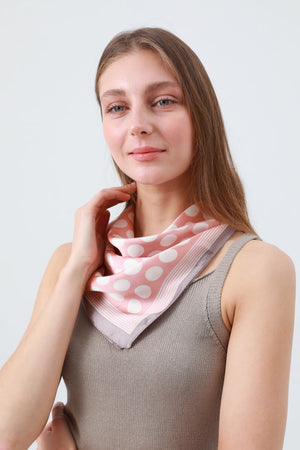 Oversized White Dots & Linear Print Scarf – Fresh Summer Bandana ⚪〰️