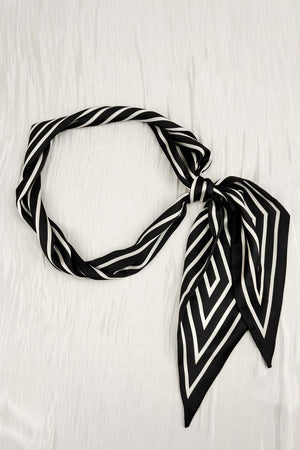 Effortless Chic: French Styles Striped Satin Silky Skinny Scarf Leto Collection