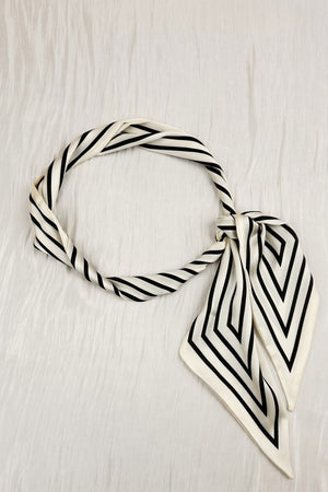 Effortless Chic: French Styles Striped Satin Silky Skinny Scarf Leto Collection