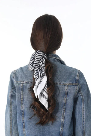 Striped Satin Silky Skinny Scarf Leto Collection