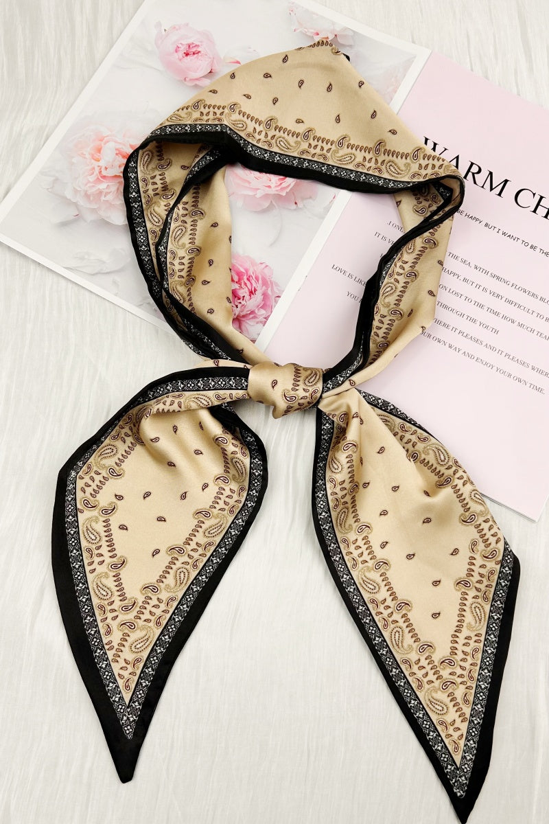 Timeless Bohemian: Classic Paisley Satin Silky Skinny Scarf