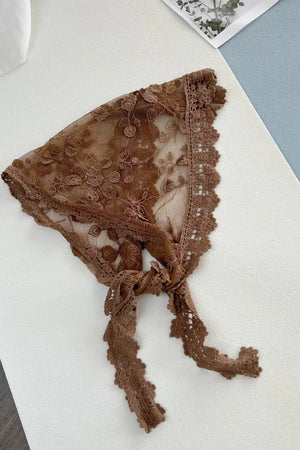 Sheer Floral Embroidered Lace Head Wrap – Romantic Mesh Hair Bandana Leto Collection