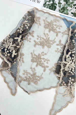 Sheer Floral Lace Headscarf – Retro Triangle Kerchief Leto Collection