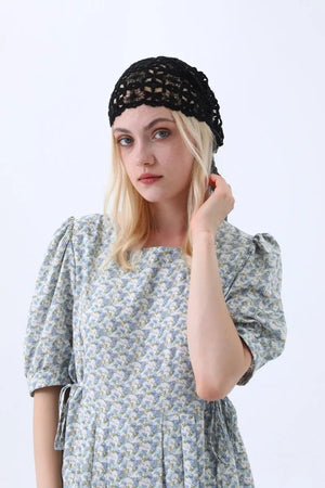 Hollow Out Floral Knit Crochet Scarf – Lightweight Lace Head Wrap for Women