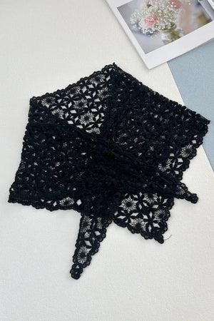 Hollow Out Floral Knit Crochet Scarf – Lightweight Lace Head Wrap for Women