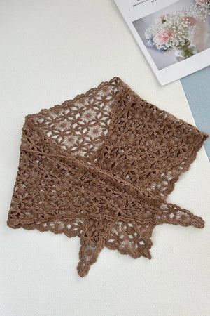 Hollow Out Floral Knit Crochet Scarf – Lightweight Lace Head Wrap for Women