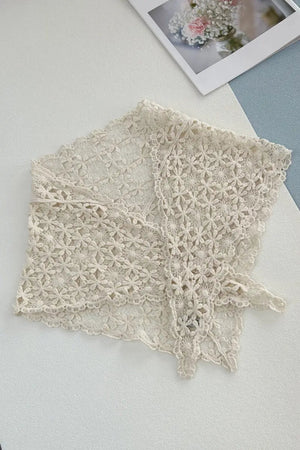 Hollow Out Floral Knit Crochet Scarf – Lightweight Lace Head Wrap for Women