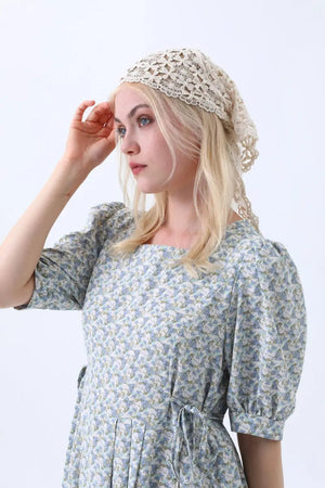 Hollow Out Floral Knit Crochet Scarf – Lightweight Lace Head Wrap for Women