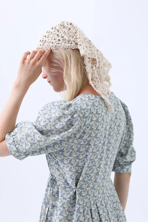 Hollow Out Floral Knit Crochet Scarf – Lightweight Lace Head Wrap for Women